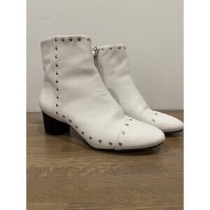 Rebecca Minkoff White Isley Leather Stud Booties Size 8.5‎